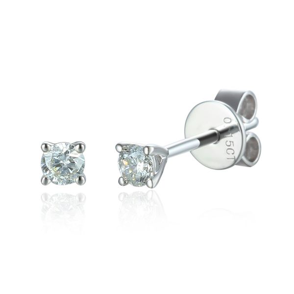 9ct White Gold Round Brilliant Cut 0.10ct Diamond Stud Earrings-1327315