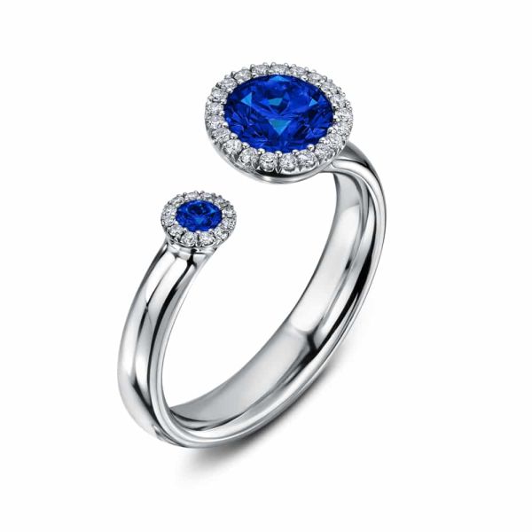 Andrew Geoghegan Platinum Satellite 0.70ct Sapphire & Diamond Ring-0207023