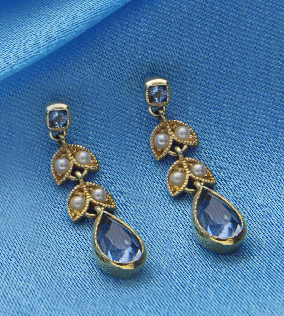 Bespoke Aquamarine and Pearl Earrings