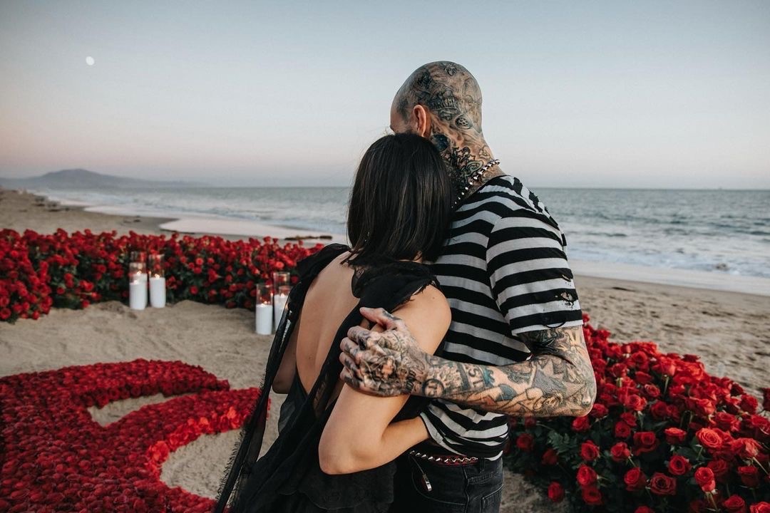 Kourtney Kardashian and Travis Barker beach proposal moment