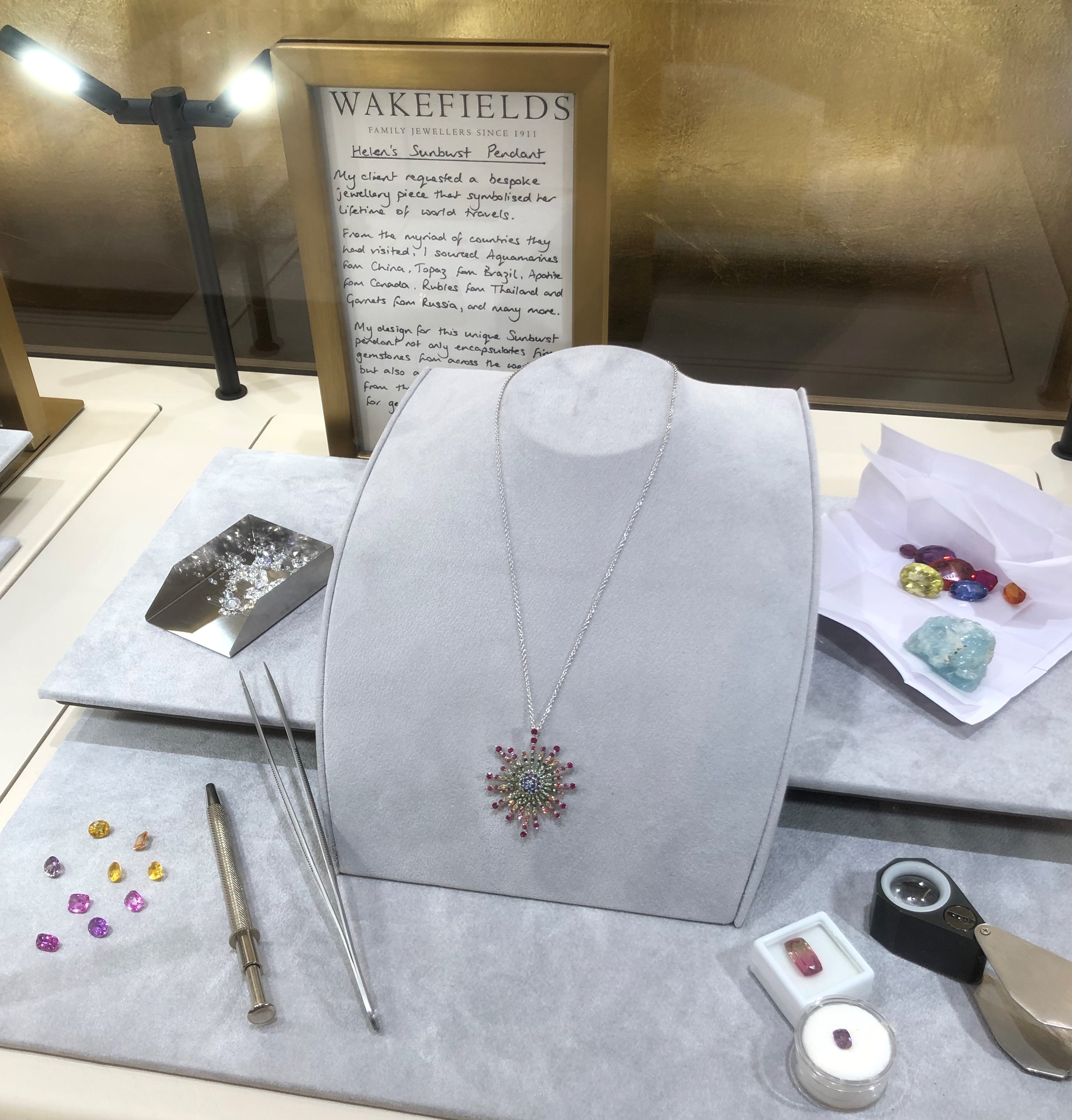 Wakefields Jewellers Bespoke Design Rainbow Sunburst Pendant