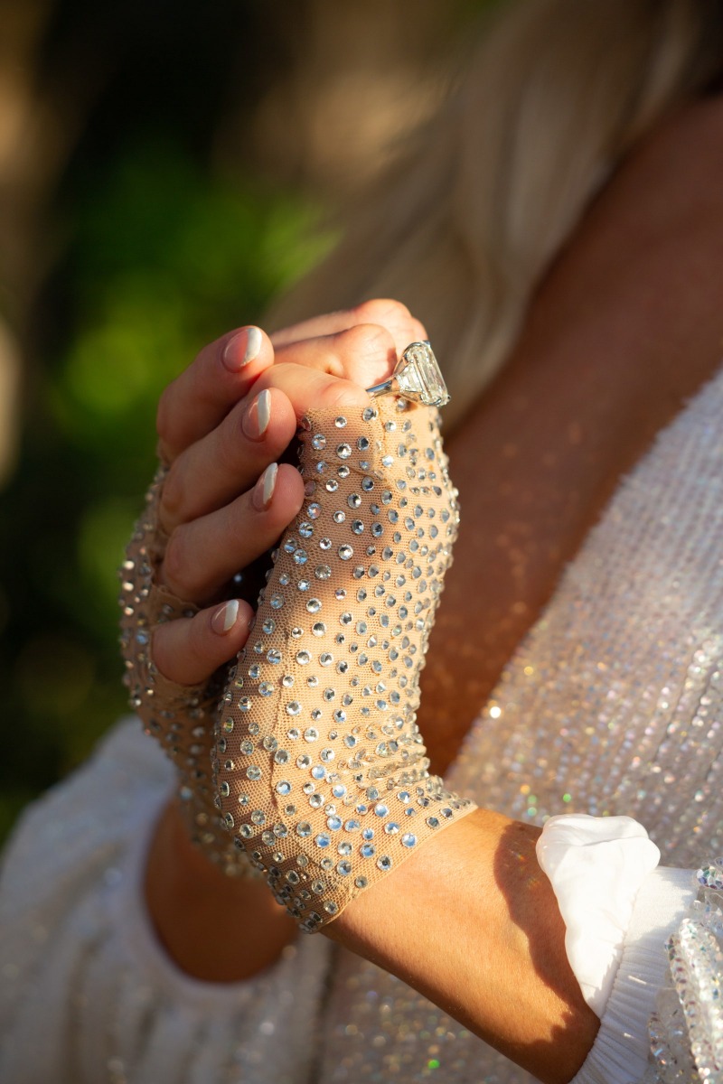 Paris Hilton Diamond Three Stone Engagement Ring 2021 Close Up