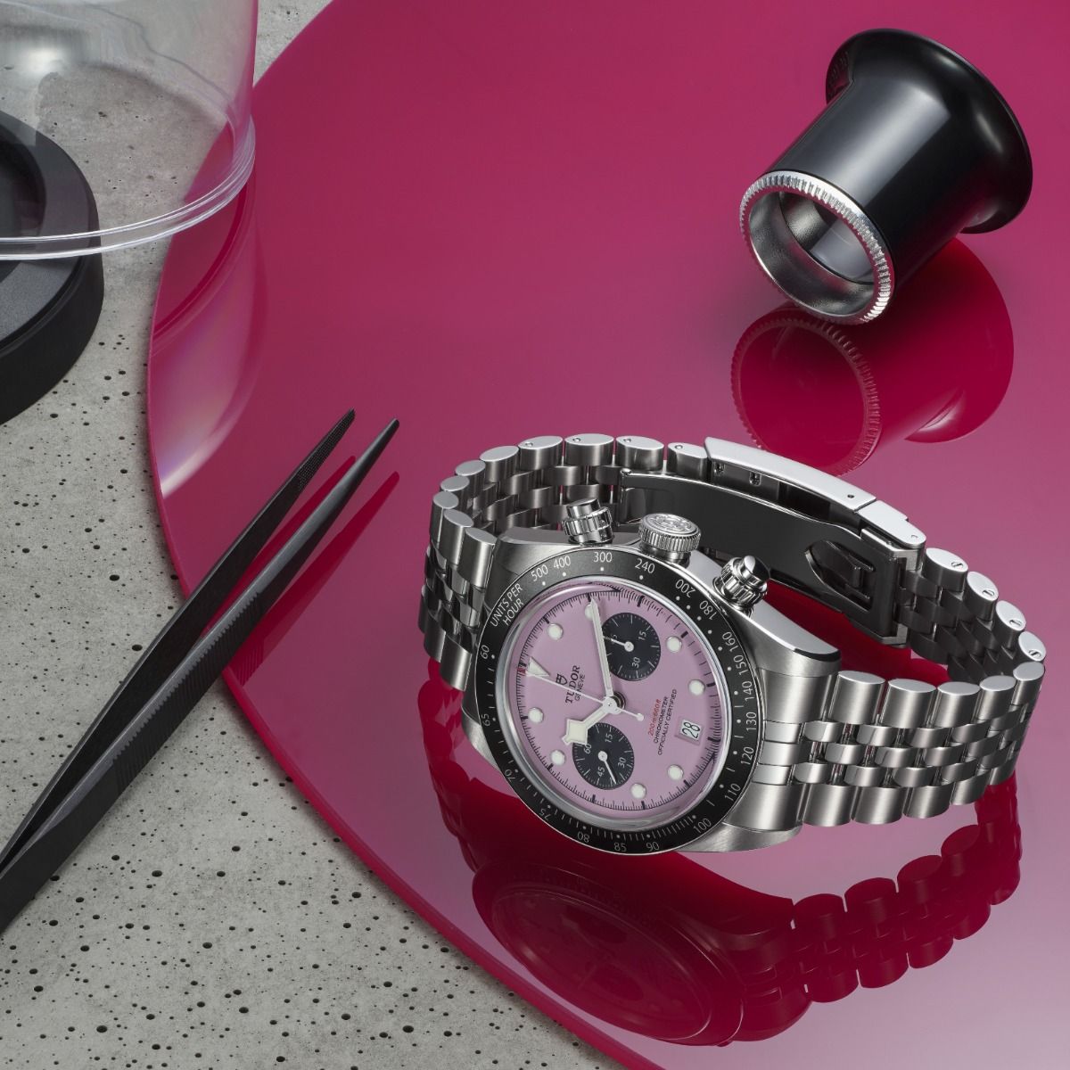 Tudor black bay chrono pink dial
